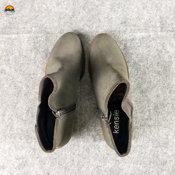 Kensie Gerona Ankle Boots Gray Brown Suede Leather Side Zip Women's Size 8M - Picture 6 of 10